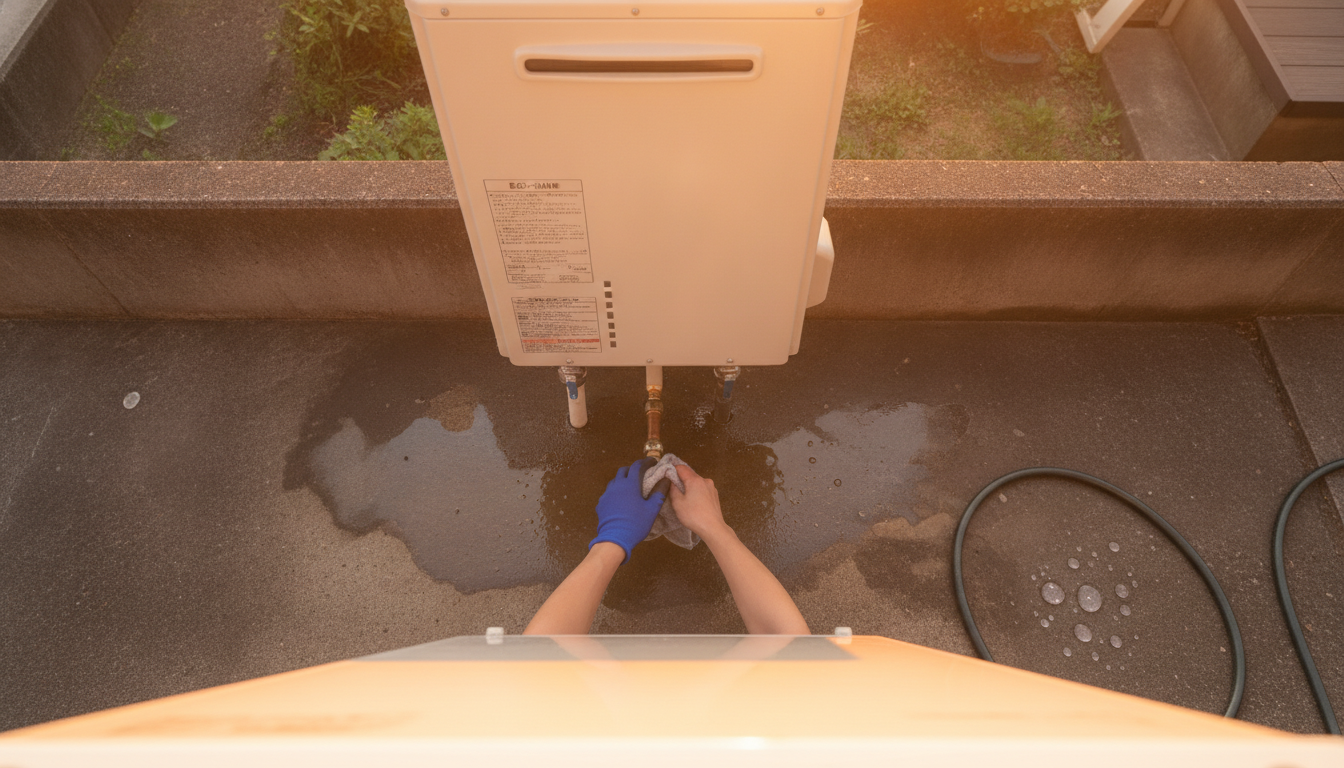 気温上昇を待つ、水漏れ確認